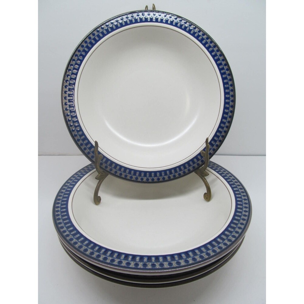 MIKASA Potter's Touch Set 4 Aztec Blue Soup Salad Bowls 8.25"